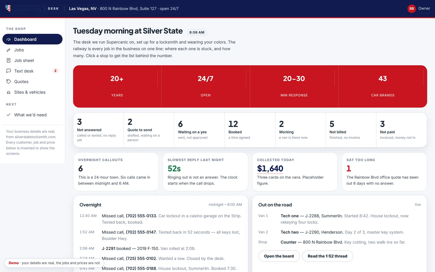 Silver State Locksmith - the morning board